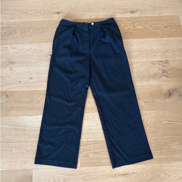 Free People Trousers Tyler Pinstripe Size L Black White